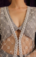 Threads and Motifs | Formal Dresses 25 | Net Embroidered Jacket with Tube and Skirt