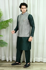 Classic Grey Ethnic Waistcoat with Embroidery