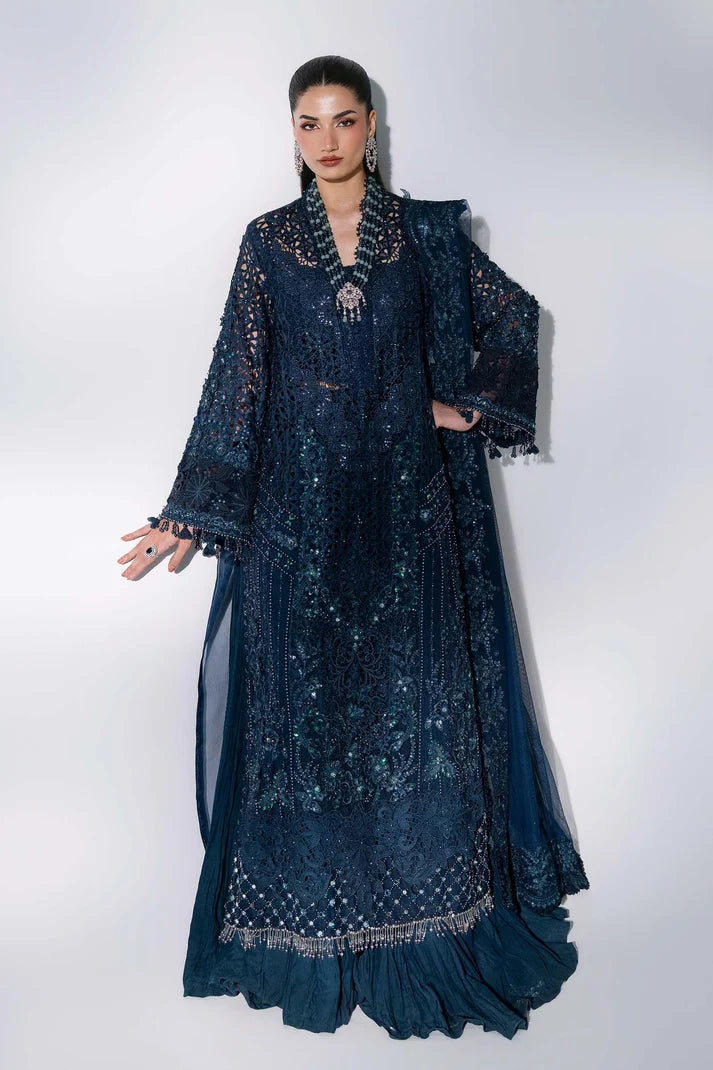 Maria B | Mbroidered Wedding Formals 26 | BD-3106-Peacock Blue