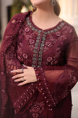 Maria b | Chiffon Formals 26 | MPC-26-108-Burgundy