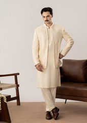 Bosky Kurta Trouser with Embroidered Open Prince Coat - 3PC