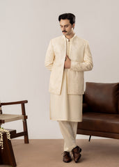 Bosky Kurta Trouser with Embroidered Open Prince Coat - 3PC