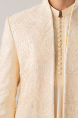 Bosky Kurta Trouser with Embroidered Open Prince Coat - 3PC