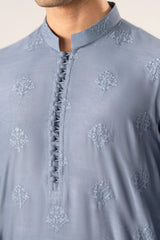 Virsa - Ice Blue Embroidered Kurta Trouser