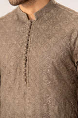 Maahir - Taupe Embroidered Kurta Trouser