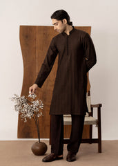 Riwaaj - Brown Embroidered Kurta Trouser