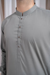 Sand Grey Luxury Blended Kurta Shalwar - Men
