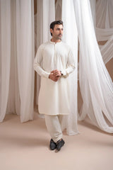 Bosky White Kurta Trouser/Shalwar - Men