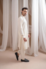 Bosky White Kurta Trouser/Shalwar - Men