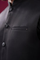 Black Suiting Waistcoat - Straight Cut Buttoned - Men