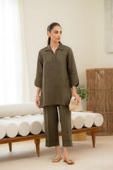 Sahar | Pre Essential Emb Edit | Olive Dusk