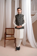 Deep Army Green Suiting Waistcoat - Straight Cut Buttoned - Men