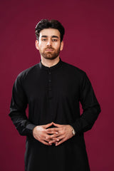 Crow Black Kurta Trouser/Shalwar - Men