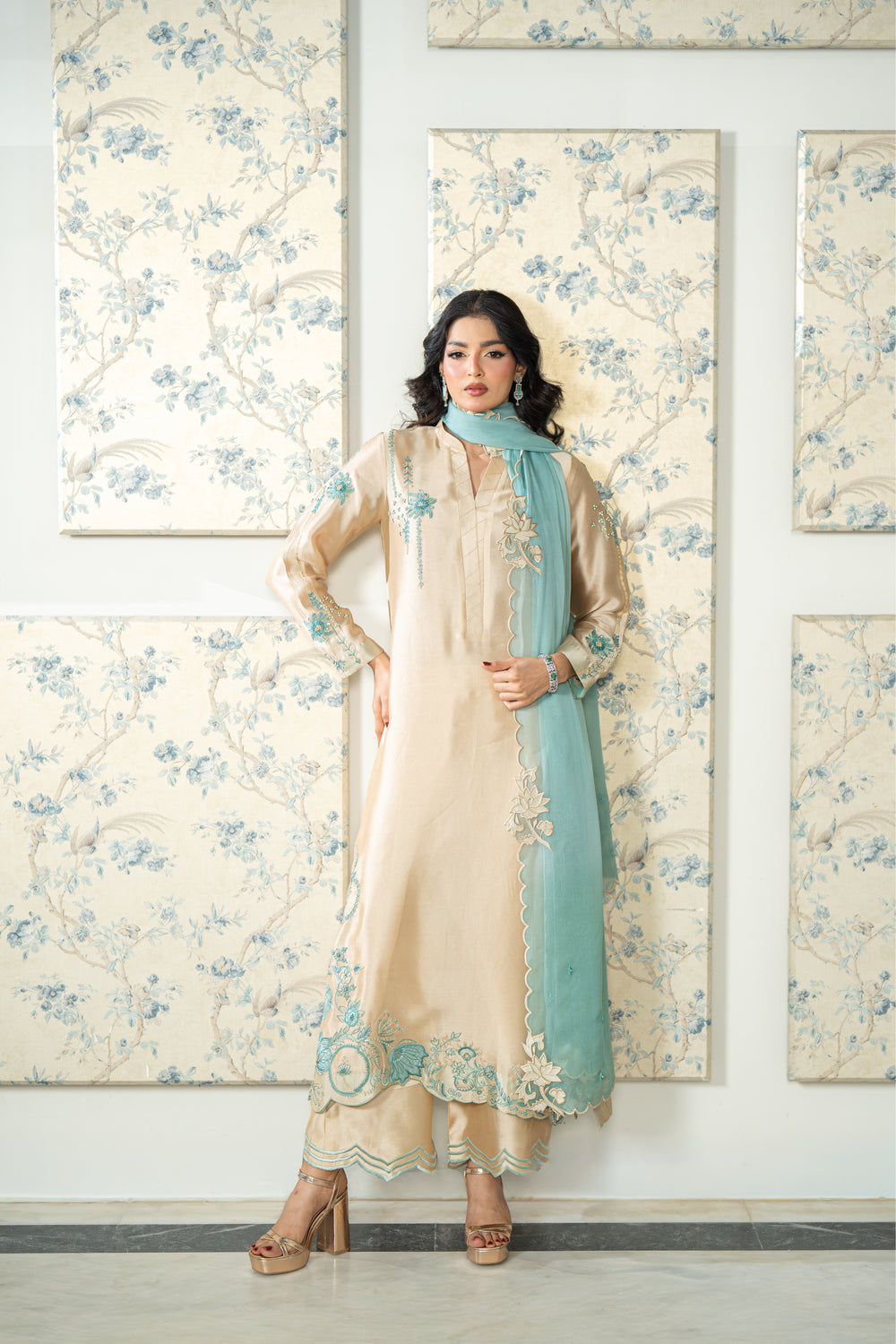 Wahaj M Khan | Lra Eid Collection 26 | Gold Ferozi Outfit