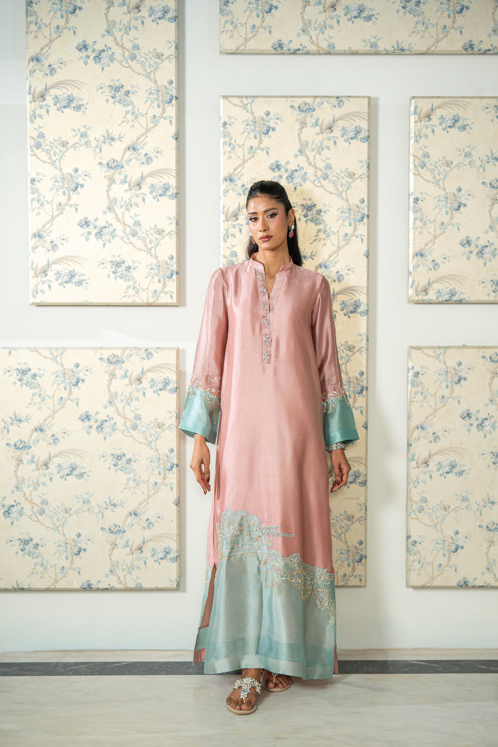 Wahaj M Khan | Lra Eid Collection 26 | Pink Ferozi Kaftan Suit