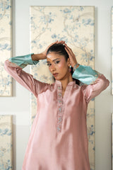 Wahaj M Khan | Lra Eid Collection 26 | Pink Ferozi Kaftan Suit