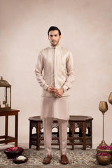Coffee Beige Arrow Embroidered Waistcoat - Men