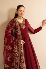 Alizeh | Ready to wear | Maroon Dress 3 piece - RTW1024