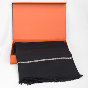 Lux Herringbone Shawl | Black - Dynasty