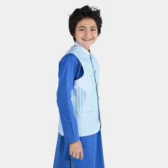 Boys Poly Viscose Waistcoat (Cloudy) - Blue | Zayan Clothing UK