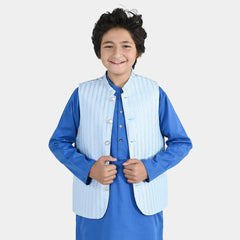 Boys Poly Viscose Waistcoat (Cloudy) - Blue | Zayan Clothing UK