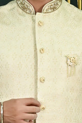 Men's Off White Dupion Waist Coat
