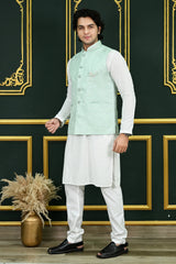 Men's Sky Blue Embroidered Waist Coat