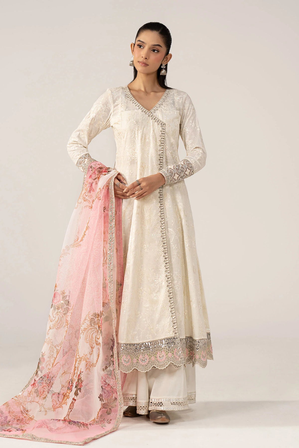 Maria B | 3 Piece Embroidered | DW-EA24-48R1-Off White