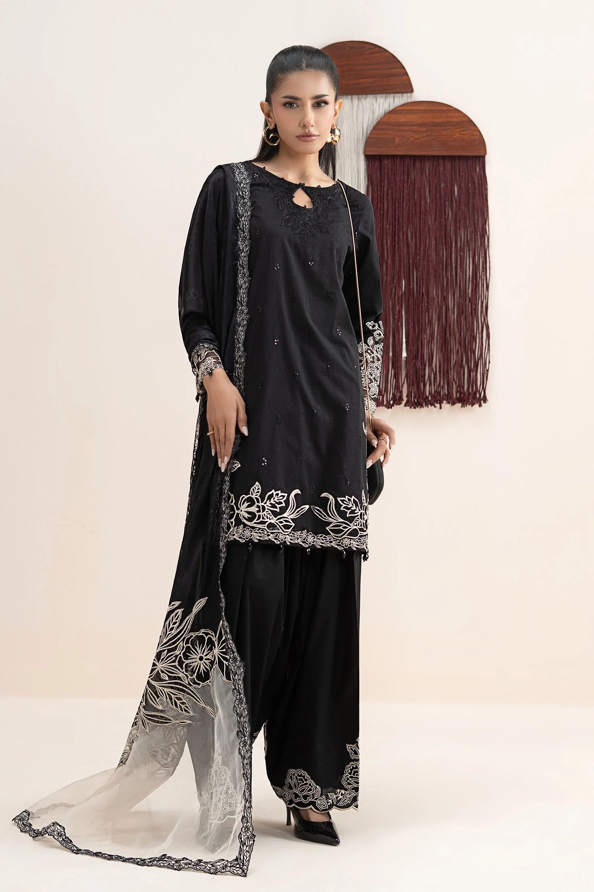 Maria B | 3 Piece Embroidered | DW-EA25-67R1-Black