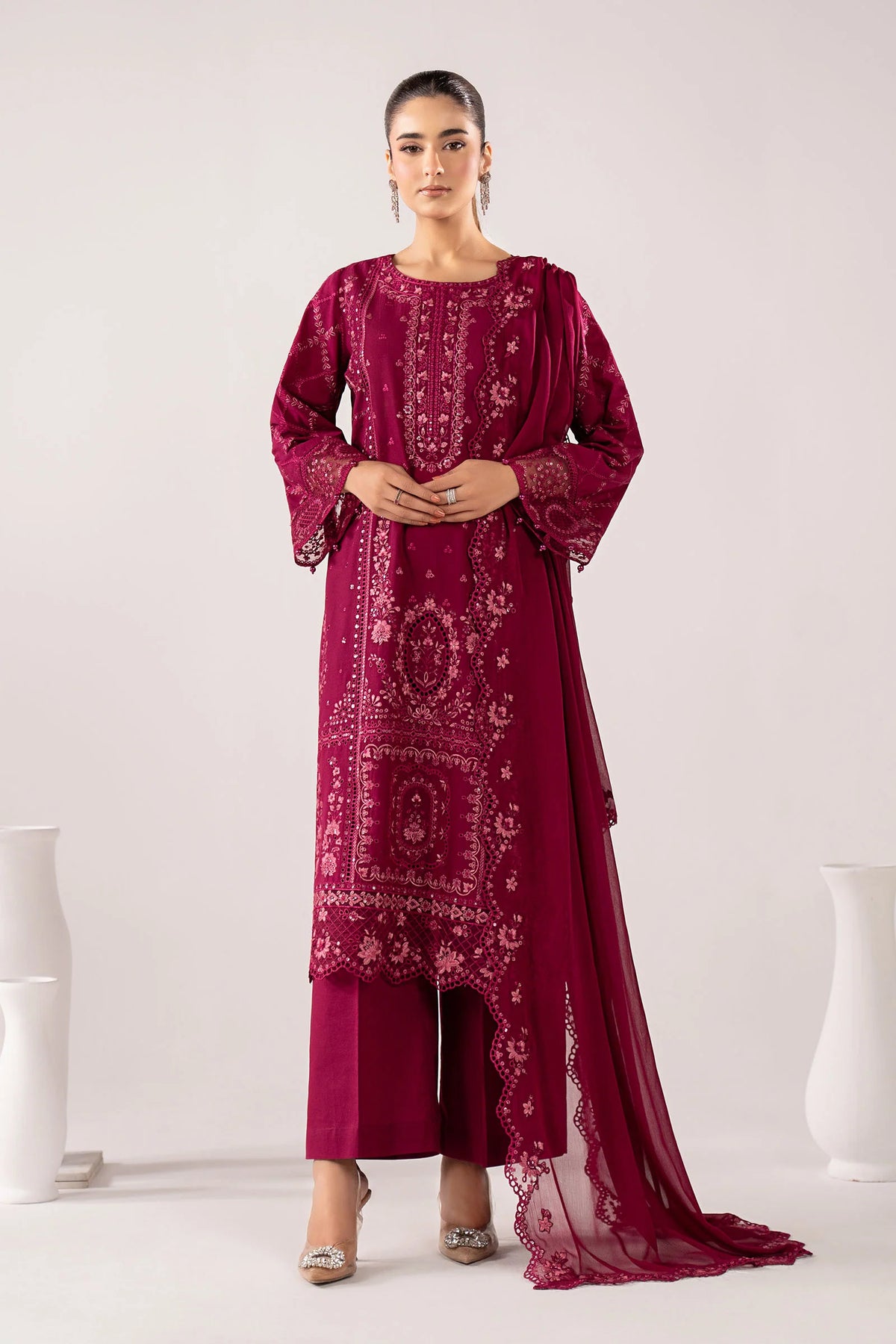 Maria B | 3 Piece Embroidered | DW-EA26-27-Magenta
