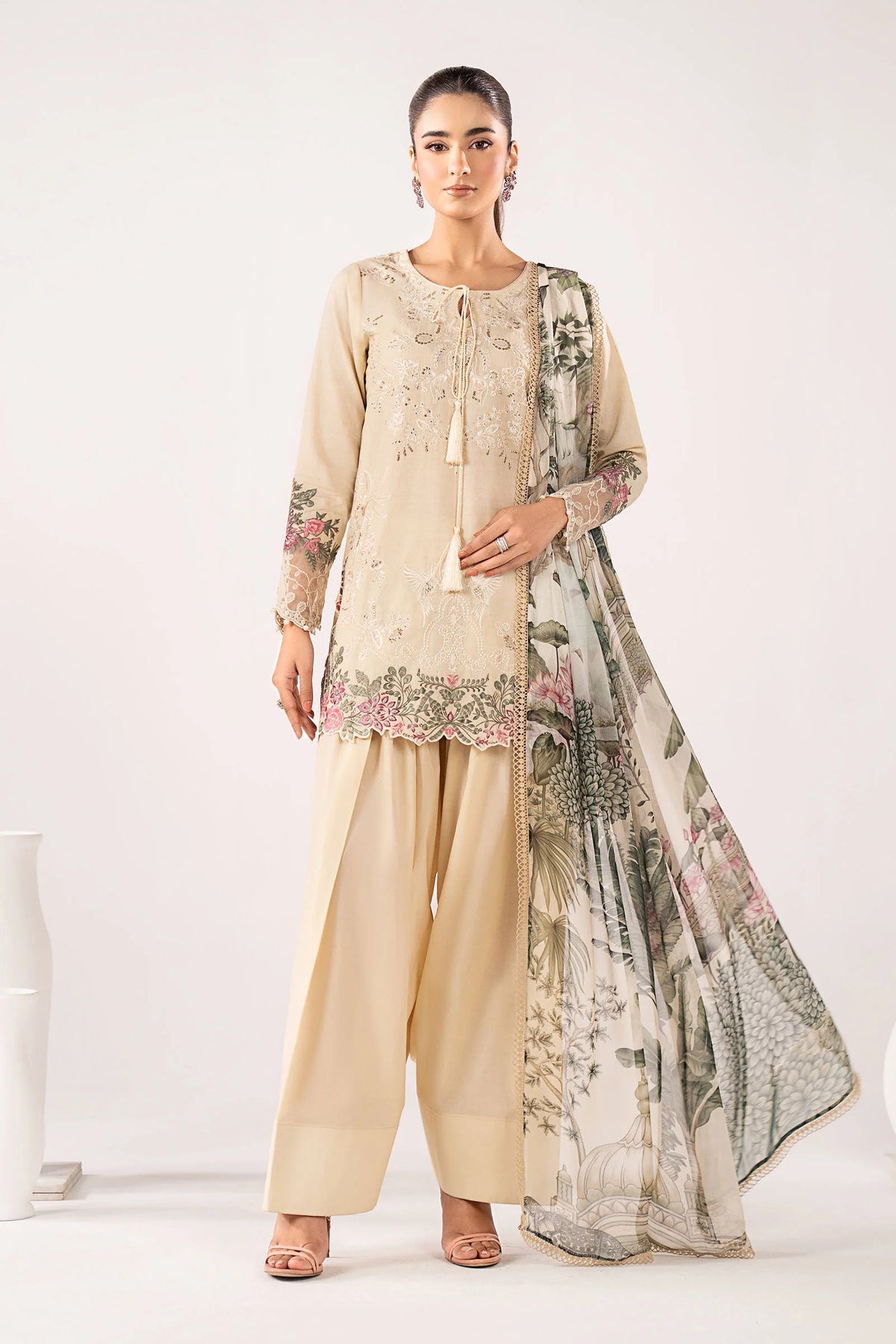 Maria B | 3 Piece Embroidered | DW-EA26-51-Off White
