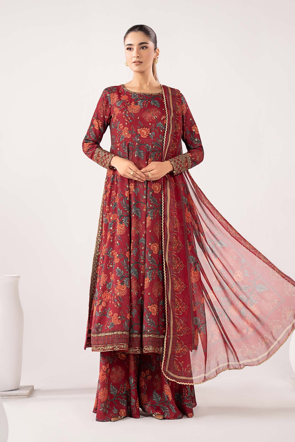 Maria B | 3 Piece Embroidered | DW-EA26-71-Maroon