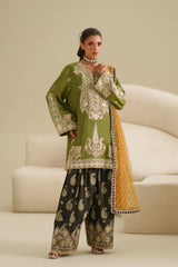 Ethnc | 3 Piece EMBROIDERED SUIT 26 | GREEN E1065
