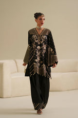 Ethnc | 2 Piece EMBROIDERED SUIT 26 | JET BLACK E1082