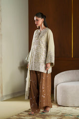 Ethnc | 3 Piece EMBROIDERED SUIT 26 | Pale Yellow E1089