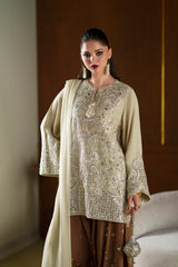 Ethnc | 3 Piece EMBROIDERED SUIT 26 | Pale Yellow E1089