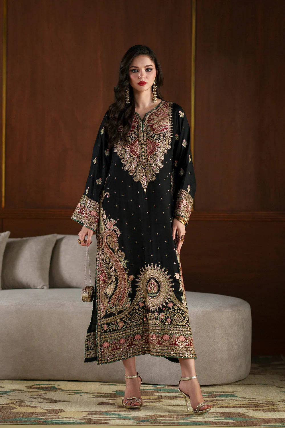Ethnc | 1 Piece EMBROIDERED SUIT 26 | JET BLACK E1098