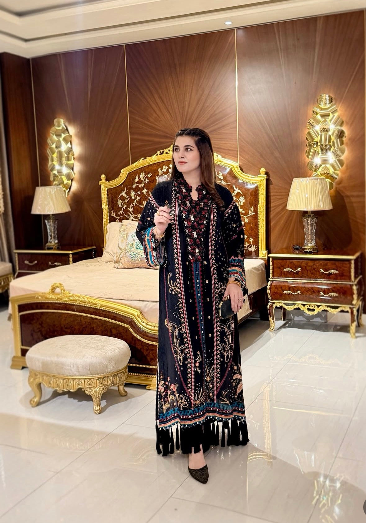 Heer By Zeeshan Damani | Luxury Formal | Black Kaftan