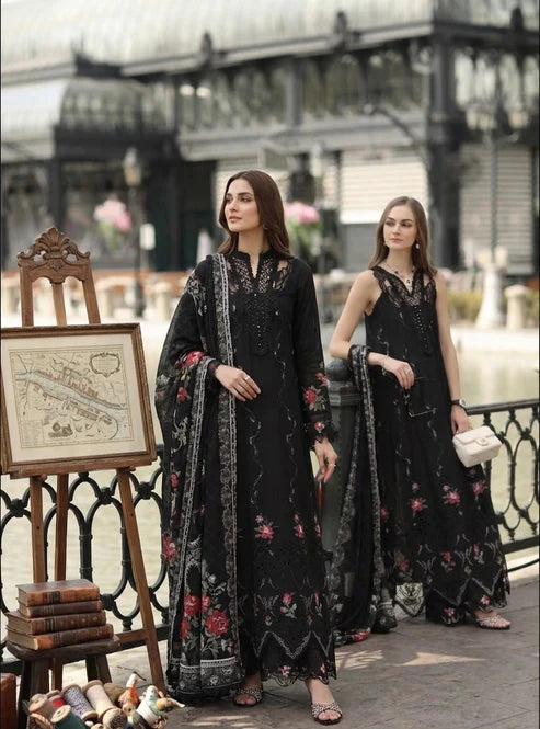 Noor by Saadia Asad | Eid Luxe Chikankari 26 | D5 -Cross stitch Black