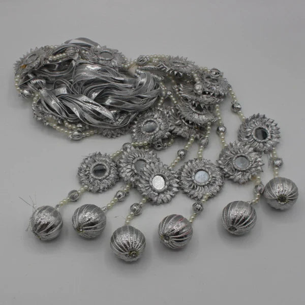 Silver Mirror Patti Hand Made Gotta Paranda - Elayna