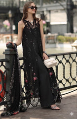 Noor by Saadia Asad | Eid Luxe Chikankari 26 | D5 -Cross stitch Black