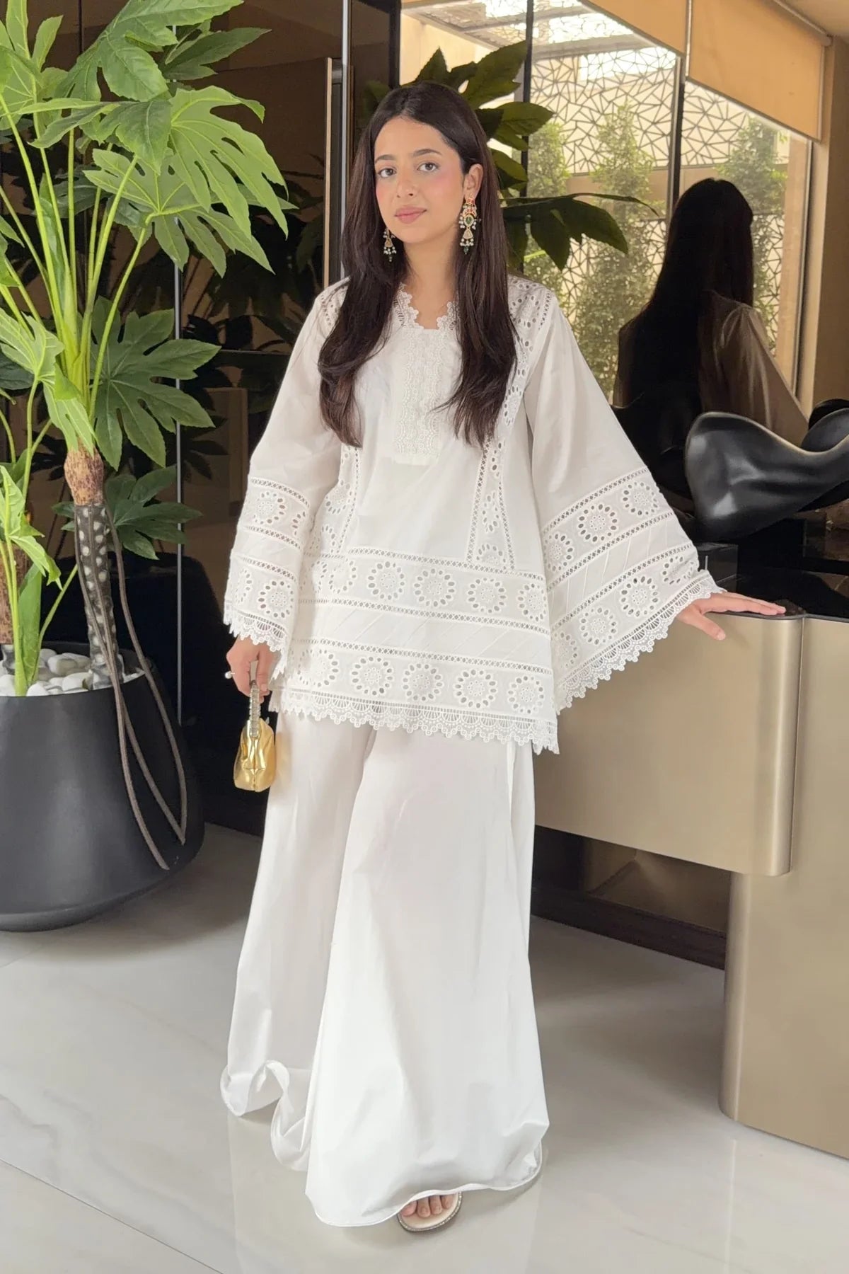 Zeenat Atelier | CHIKANKARI 2-PC SET | PRISTINE WHITE