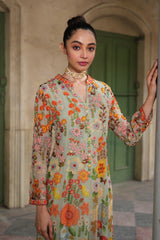 Anarkali | Floral Embroidered Maxi | Pastel Green