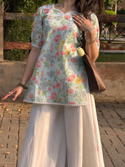 Aroha | Blue bell Corset | Lawn Kurti