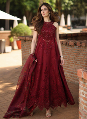 Noor by Saadia Asad | Luxury Eid Schiffli Laserkari 26 | D12 -Amalfi Rouge