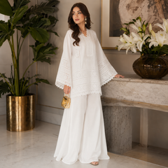 Zeenat Atelier | CHIKANKARI 2-PC SET | PRISTINE WHITE