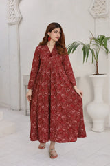 Zayan | Lawn frock | Red Wine