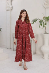 Zayan | Lawn frock | Red Wine