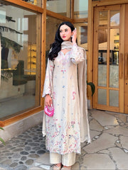 Rivaaj Fashion | RTW Blush Biege | Embroidered Pret Suit