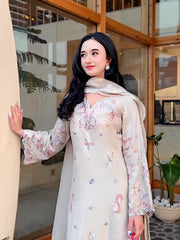 Rivaaj Fashion | RTW Blush Biege | Embroidered Pret Suit